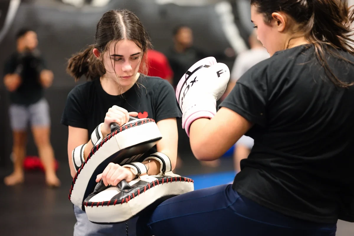 Muay Thai focus mitt training for Toronto students at Yorkdale Martial Arts Academy
